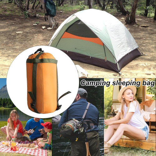 Sleeping Bag Storage Bag Immable Compact Nylon Compression Sack Orange Lightweight Travel Bag 2