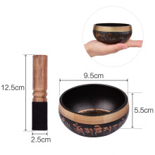 Handgefertigtes tibetisches Singschalen-Set 9,5 cm mit Polster & Holzschlägel für Meditation