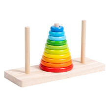 Wooden Tower Toy with Montessori Stackable Rings for Kids, Colorful 10Layer Educational Play