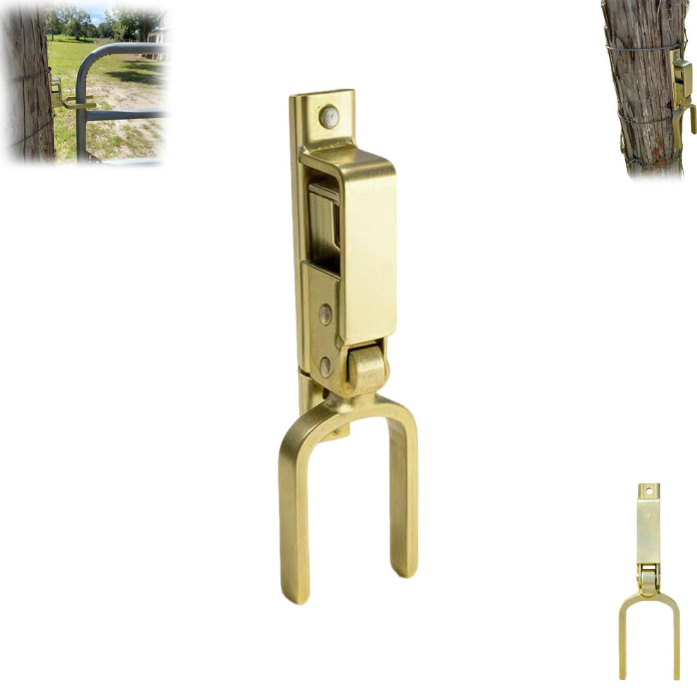 Heavy Duty Gate Latch With Automatic Spring Lock, Onehand Use, Rust Resistant For Farm Ranch Gold 9199774666039