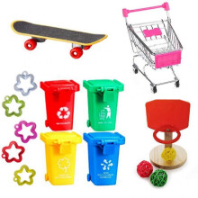 Bird Training Toys Set Skateboard Garbage Cans Basketball Hoop Toy Shopping Cart