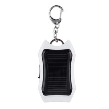 Solar Power Bank Keychain Monocrystalline Panel 1200mAh Capacity 5V Output Mini USB Charger For Phones White