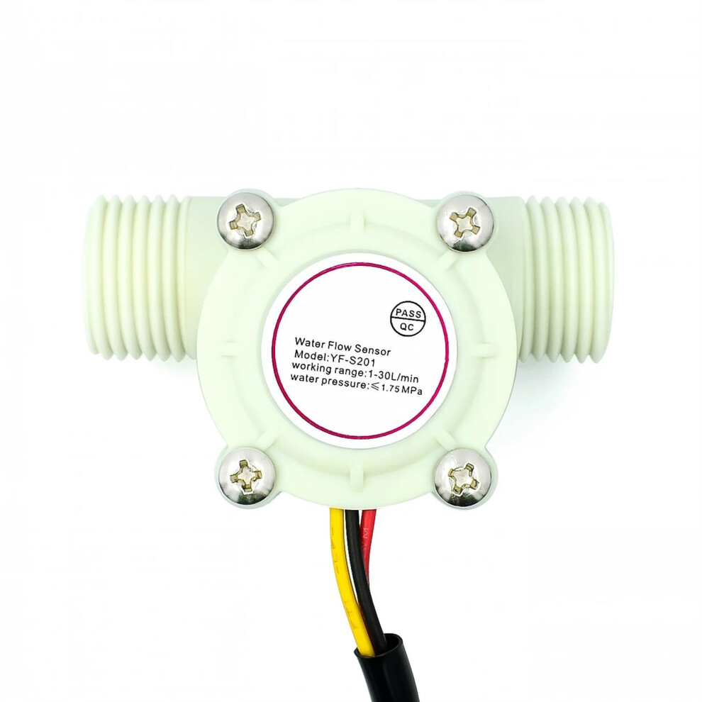 12V Water Flow Sensor Yfs201, Precision Liquid Flow Meter 130L/Min, 2.0Mpa 9347817623611
