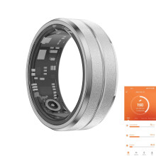 Fitness Tracker Ring Silver US8 with Heart Rate SpO2 Sleep Step Tracking IP68 Waterproof Stainless Steel