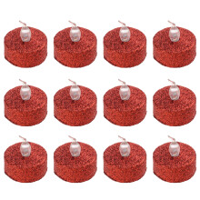 12Pcs Flameless LED Tealight Candle for Christmas Birthday-Red