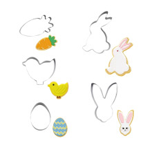 5 PCS Easter Bunny Cake Decorating Molds Stainless Steel