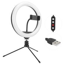 Anello luminoso professionale per selfie, anello luminoso da scrivania con supporto e supporto per telefono per registrazione video, luminosità