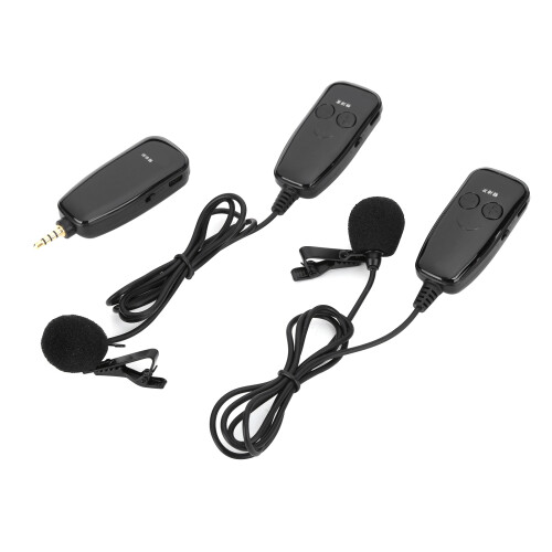 Microphone Kit, Omnidirectional Sound Reception, Full Compatibility, For iPhone, iPad, Android Devices, 1 Receiver, 2 Microphones, Supports Multiple 2