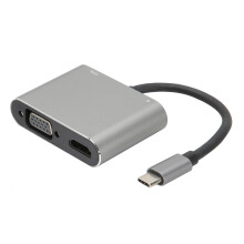 Thunderbolt 3-Konverter mit 4K-Auflösungsunterstützung, USB-C-Hub mit HDMI, VGA, USB 3.0 und Schnellladeanschluss, Vivid 3D-Effekt,
