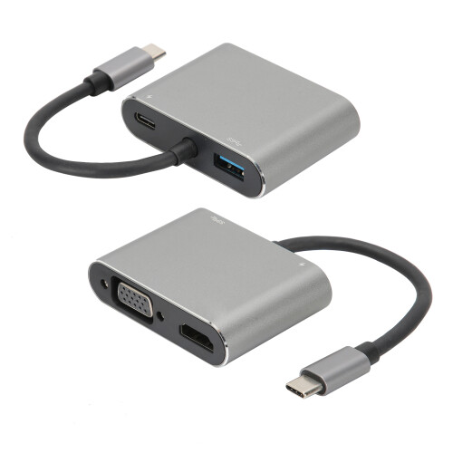 Μετατροπέας Thunderbolt3Υποστήριξη ανάλυσης 4K, διανομέας USB C με HDMI VGA USB3.0 και θύρα 2