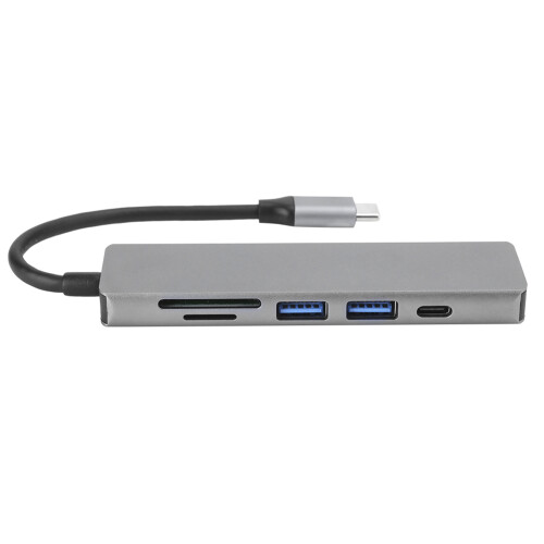 Σταθμός σύνδεσης USB C 6 σε 1 με οθόνη 4K, υποστήριξη υποδοχών κάρτας μνήμης SD TF, θύρες 2