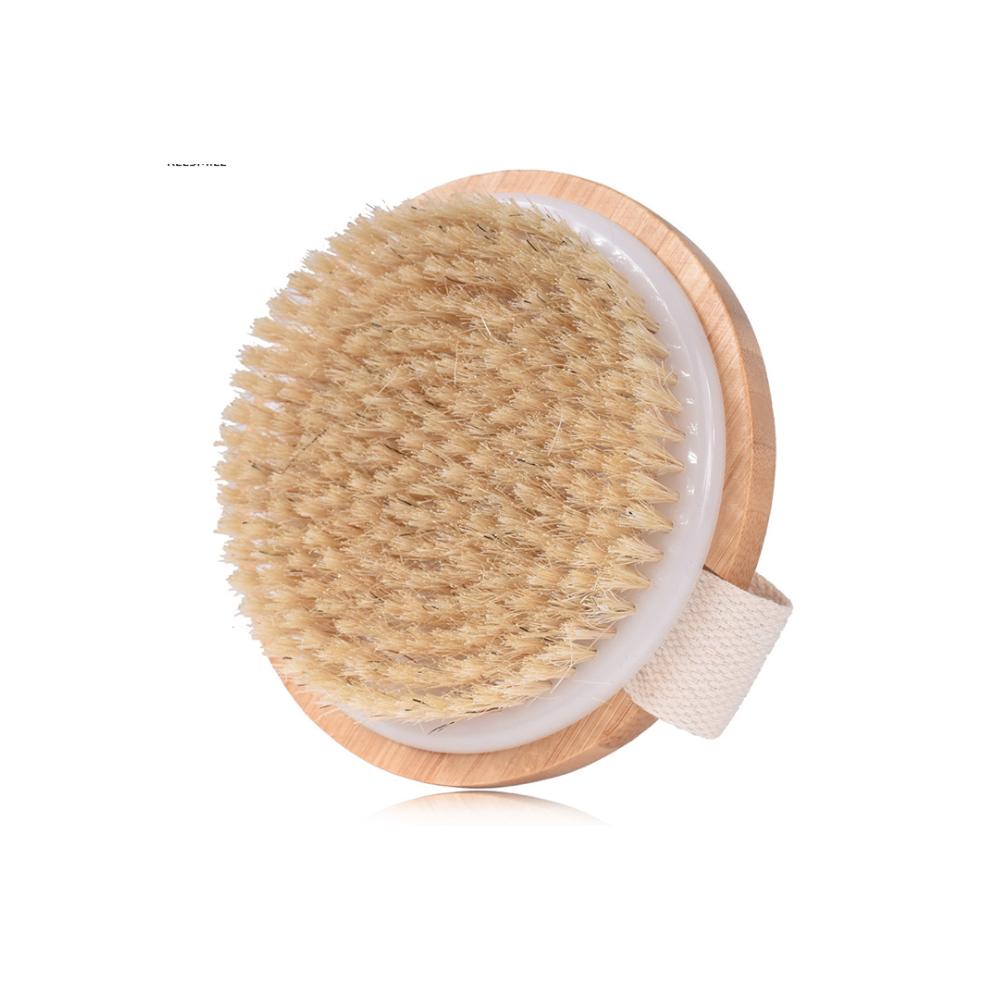 Eco-Friendly Exfoliating Brush Set, Natural Bamboo With Flax For Improved Blood Circulation And Skin Renewal, 2pcs Of Soft Hard Moderate Bristles For