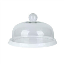Ceramic Serving Tray Cake Stand with Glass Cover for Desserts Cupcakes Bread Display