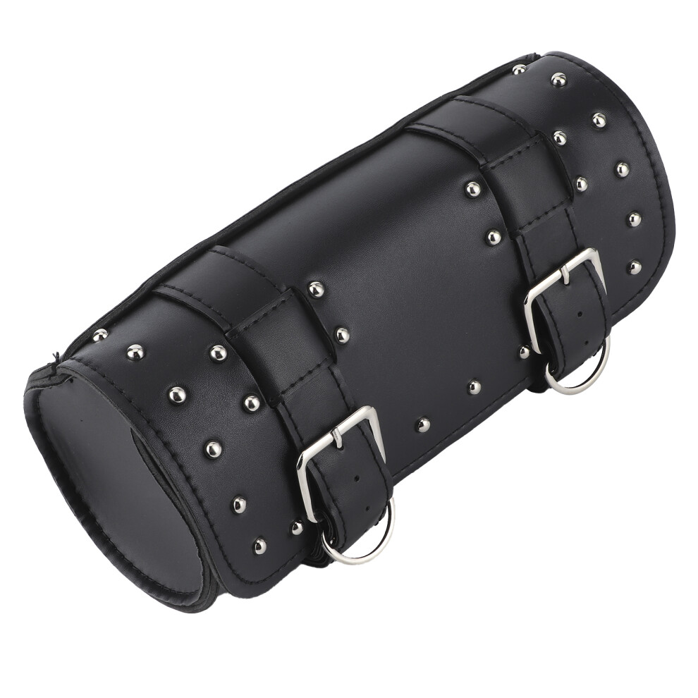 Durable 13X31cm Pu Leather Motorcycle Saddlebag Universal Roll Black 8741379572836