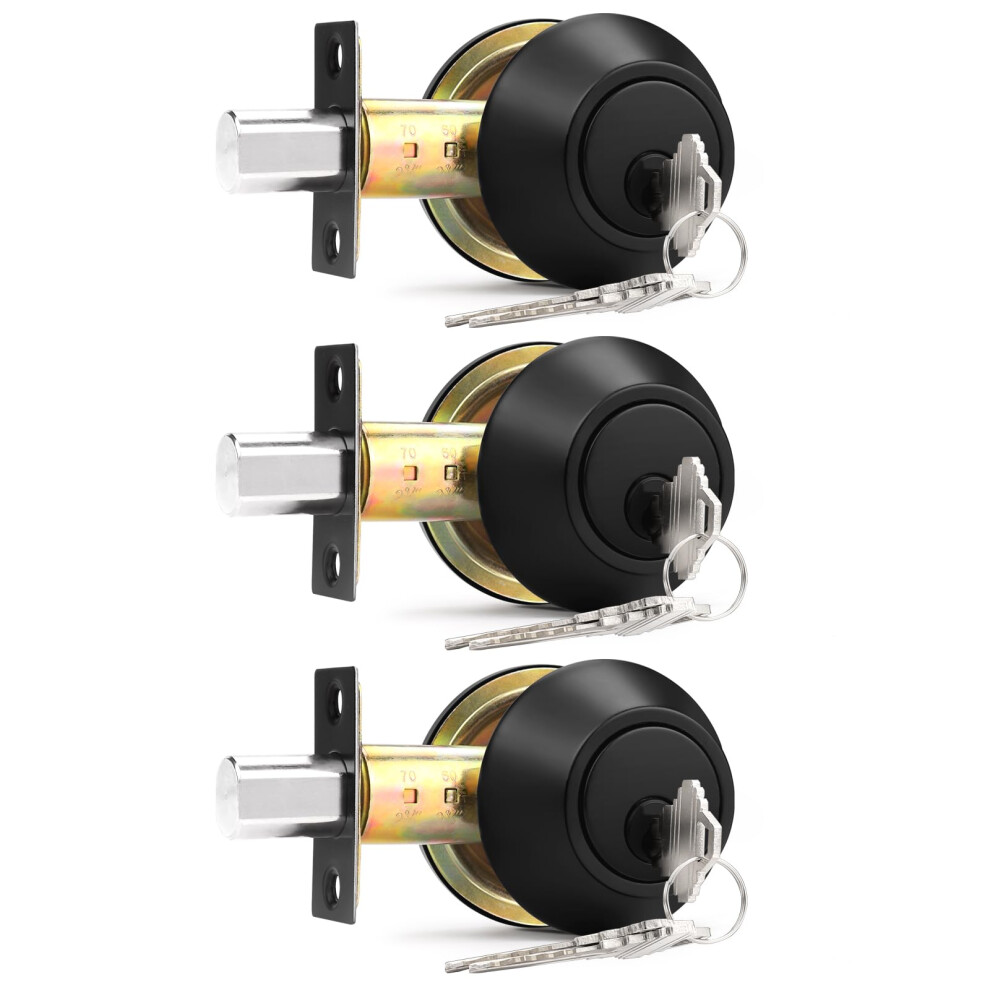 3 Pack Black Double Cylinder Deadbolt Keyed Both Sides All Keyed Alike For Residential Security 9094768919064