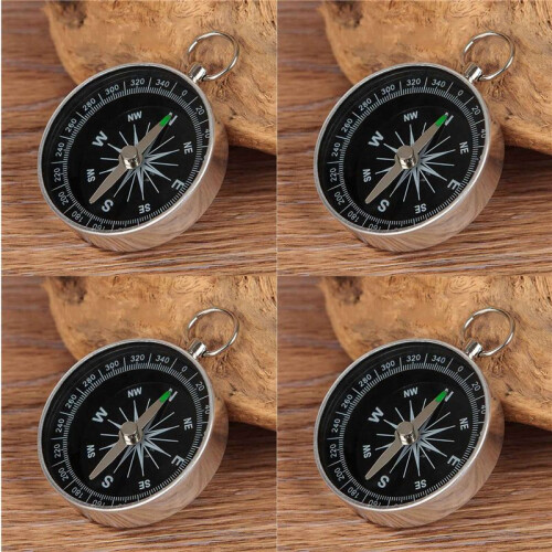 4X Portable Compass Keychain Ring Adventure Hiking Survival Aid Compass