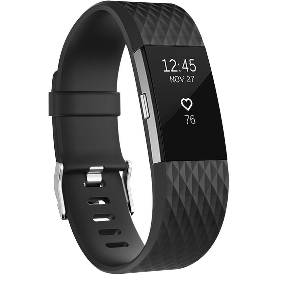 Adjustable Breathable Silicone Sport Strap Replacement Wristband For Fitbit Charge 2 Band Black 9094768919835