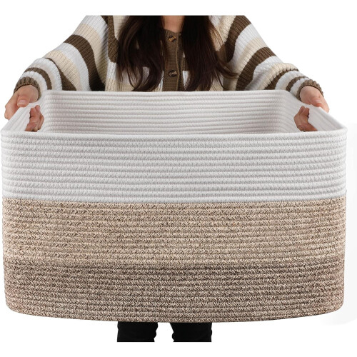 Pantry Storage Baskets 3 Pack Brown Foldable Woven with Handles for Kitchen Bathroom Organization 1