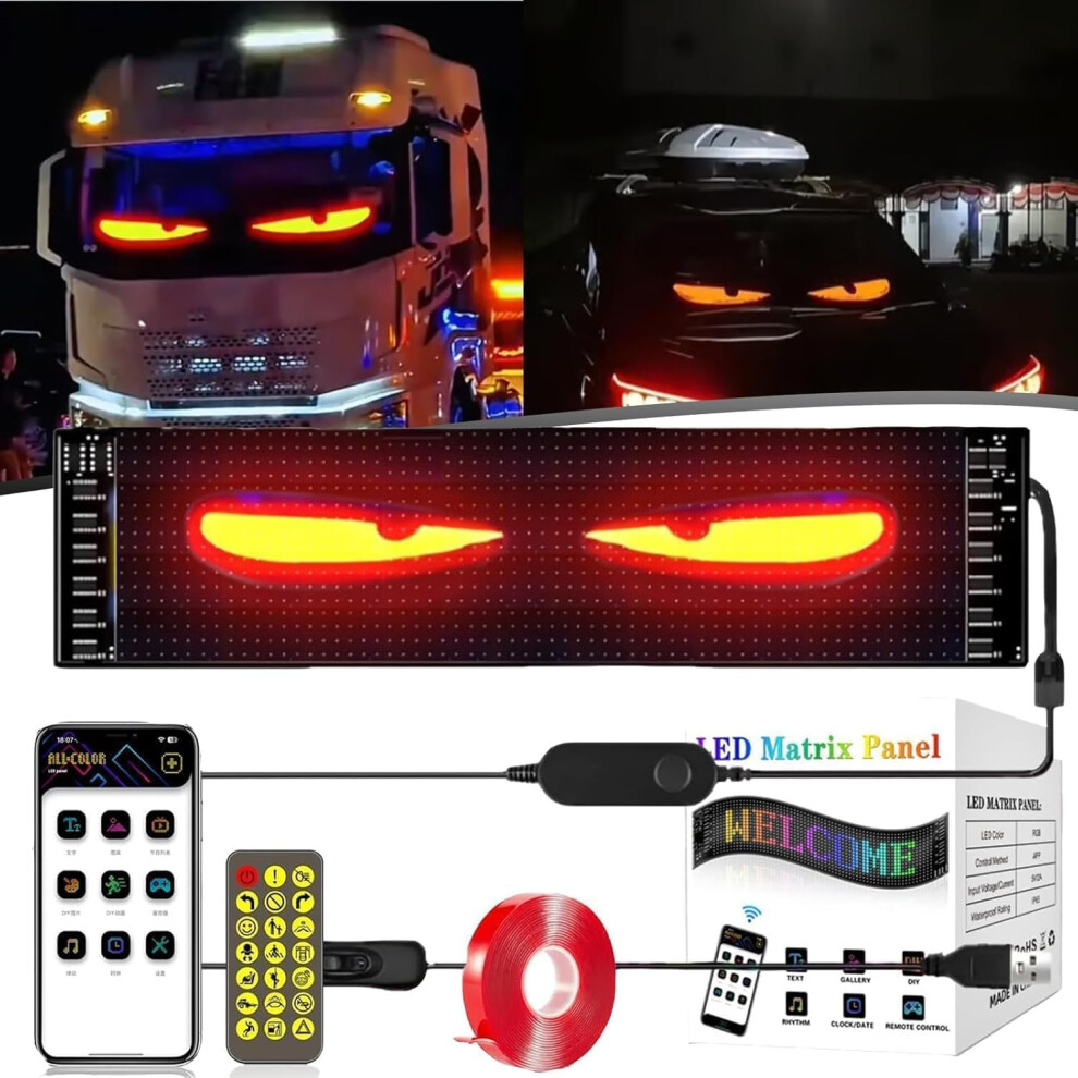 Led Matrix Panel For Car Window Sign, Colorful, Flexible, Remote Programmable, Ip65 Waterproof, 4.72 X 23.62 In 9347817626902