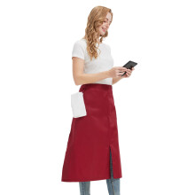 Server Apron Split Leg with Pocket Unisex Long Waist Chef Apron Adjustable Ties Dark Red