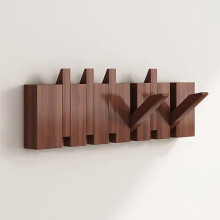 Wall Mounted Coat Rack with Heavy Duty Flip Down Wooden Hooks for Coats Hats Towels Walnut 6 Hooks