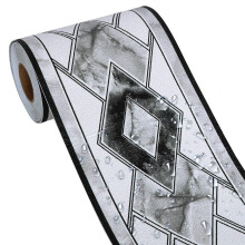Waterproof Wallpaper Border 3D Embossed Floral Peel and Stick PVC Wall Trim 4'x196' Diamond Black