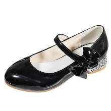 Girls Princess  Heel Dress Shoes with Wheels for Kids Party Performance Black UK 10.5/11
