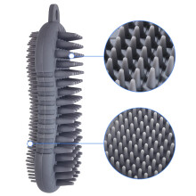 Cepillo dispensador de champú de silicona para mascotas, diseño ergonómico con cabezales de alta densidad, cerdas de silicona resistentes al