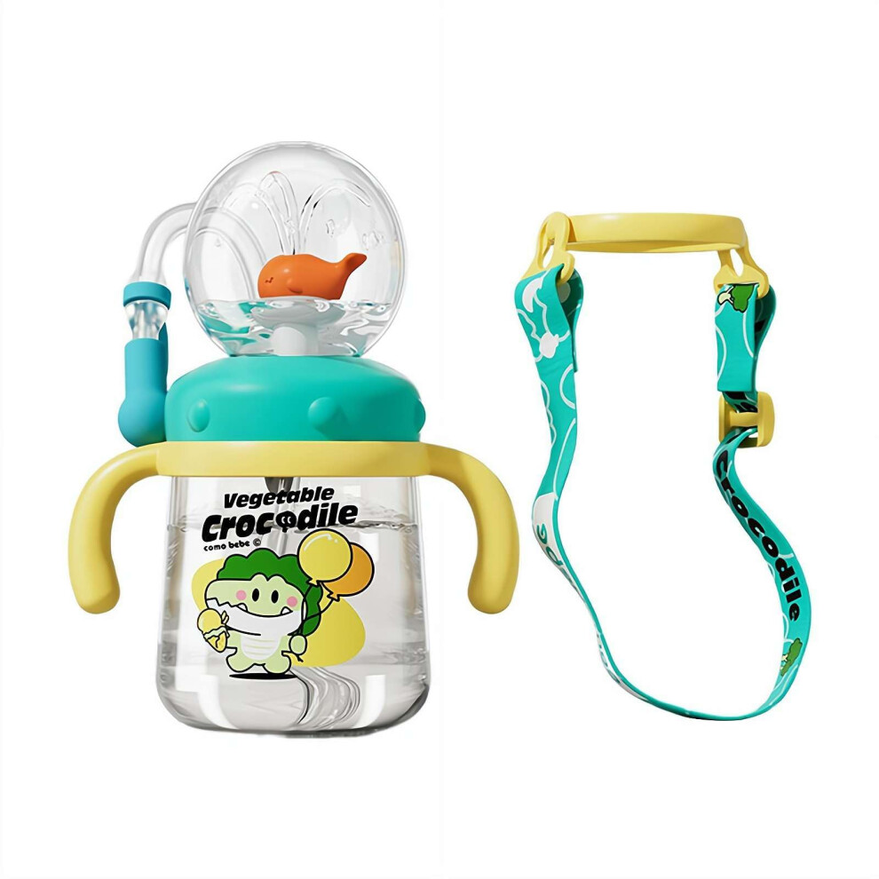 Whale Fountain Sippy Cup 10oz with Weighted Straw Leakproof Lid for Toddlers and Kids Drinking Fun