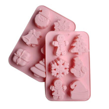 Christmas Silicone Mold for Chocolate Candy Soap, 9 Festive Holiday Shapes Snowman Santa Snowflake
