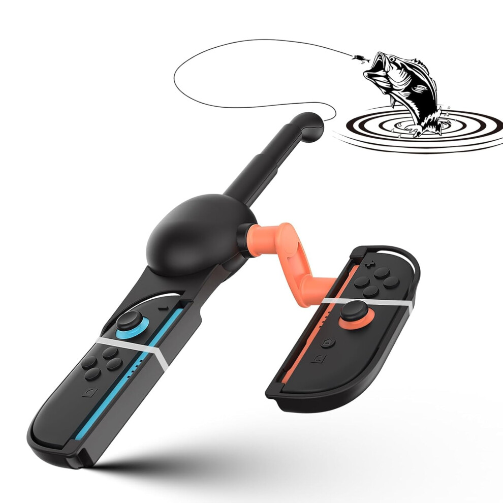Fishing Rod Controller With Realistic Motion Control For Nintendo Switch Oled And Joycon Black 9199774670968
