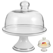 Glass Cake Stand with Dome Cover Ceramic Base Keeps Desserts Fresh for Weddings and Parties