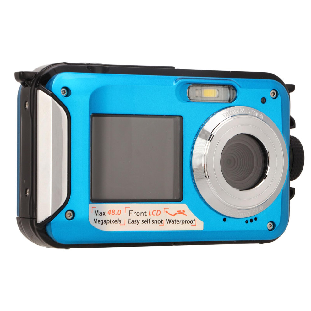 Underwater Digital Camera 48Mp 2.7K Waterproof 10Ft Dual Screen For Snorkeling 650Mah Blue 9094768922378