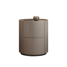 Small Round Bedside Table with Drawers, Modern Minimalist Nightstand for Bedroom and Living Room