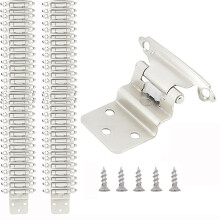60 PCS 3/8 Inch Inset Cabinet Door Hinges, Quiet Self Closing Silver Cupboard Hinges for Kitchen