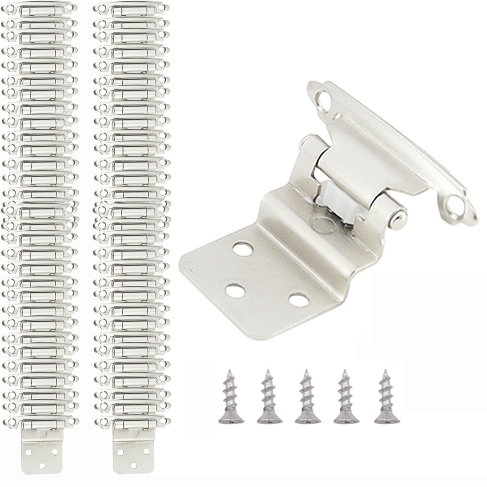 60 Pcs 3/8 Inch Inset Cabinet Door Hinges, Quiet Self Closing Silver Cupboard Hinges For Kitchen 9094768922651