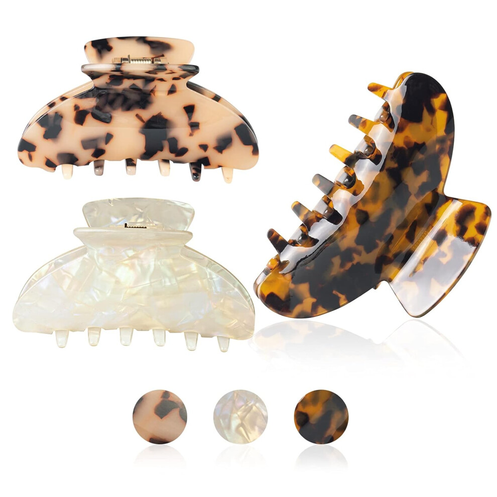 Wide Occasion Tortoise Shell Claw Clips, Nonslip Grip for Women and Girls (3PCS) For Halloween Parties For Nightclubs For Daily Use