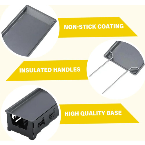 NonStick Cheese Melter With Plastic Spatula Folding Handle Portable Baking Tray Kitchen Grilling Tool 2