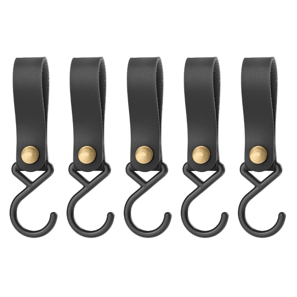 5 Pack S Shape Pu Leather Camping Hanging Hooks For Outdoor Gear Storage And Travel 9164114012692