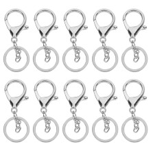 Porte-clés mousqueton en alliage léger et résistant avec chaînette d'extension, idéal pour la création de bijoux et de badges. Parfait pour les