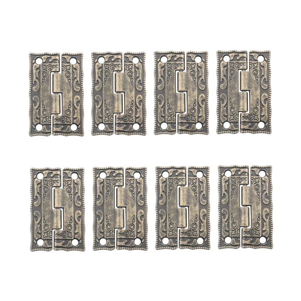 8Pcs Vintage Decorative Hinges With Screws, Antique Style Engraved Zinc Alloy For Wooden Boxes 9187378923658