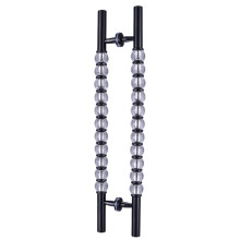 Barn Door Handle Modern Crystal Glass Pull, Double Sided Stainless Steel, Black 120cm RustResistant