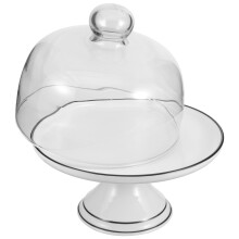 Glass Cake Stand with Dome Cover Elegant Ceramic Base Dessert Display for Wedding Birthday Parties