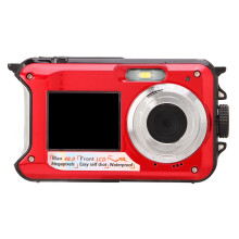 Underwater Camera 2.7K 48MP Waterproof Digital Camera with Dual Screens 10ft Depth for Snorkeling Red