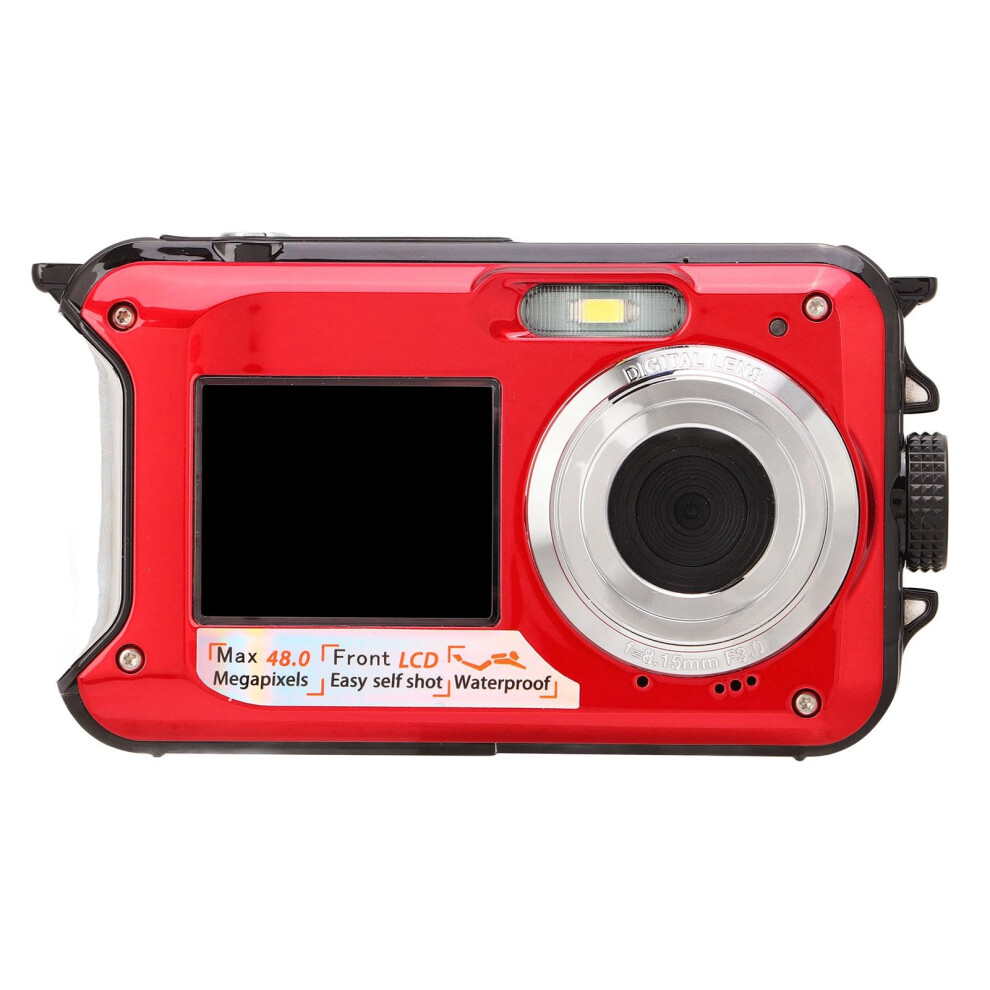 Underwater Camera 2.7K 48Mp Waterproof Digital Camera With Dual Screens 10Ft Depth For Snorkeling Red 9094768924358