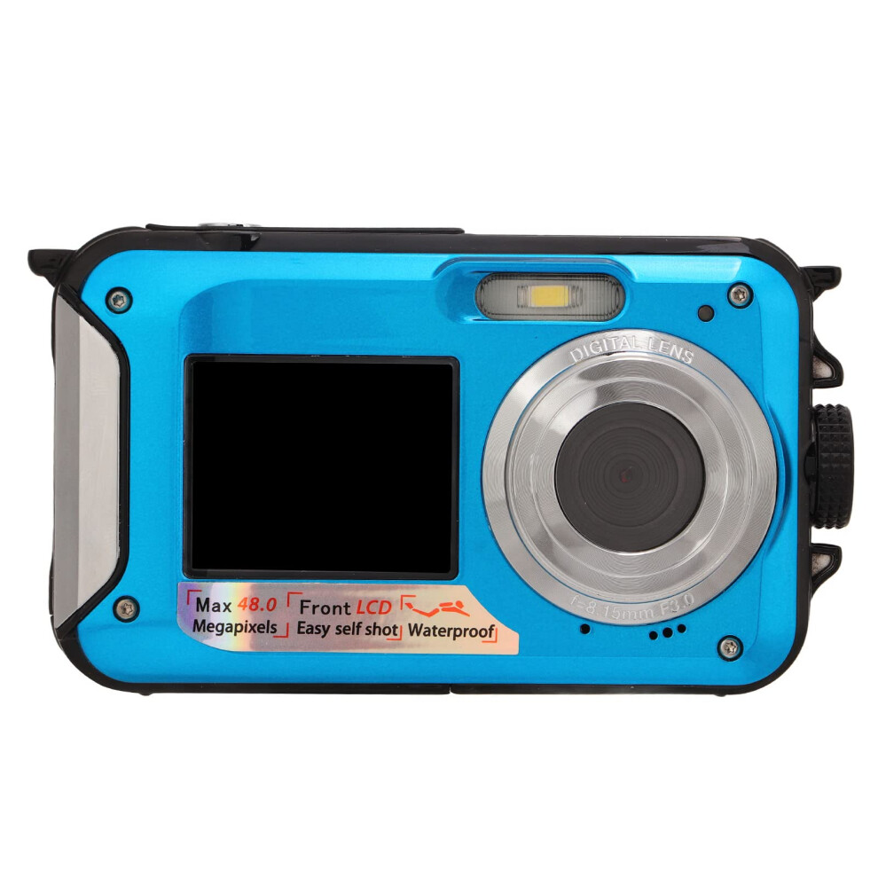 Underwater Camera With Dual Screen, 48Mp Ultra Hd, 2.7K Video, Waterproof 10Ft For Snorkeling Blue 9094768924709