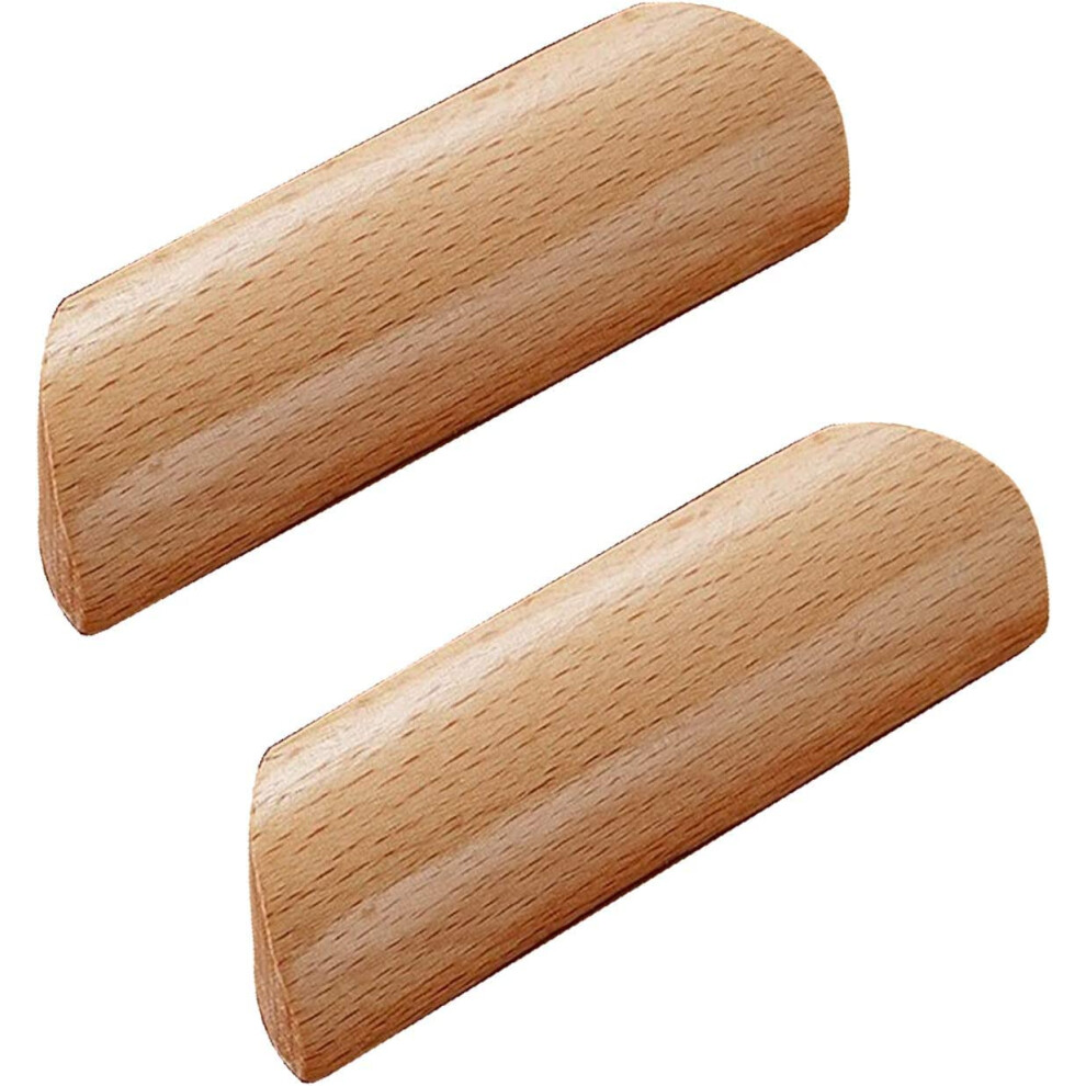 Natural Beech Wood Cabinet Handles, Bow Shaped Drawer Pulls With Screws 64Mm, Set Of 2 9199774673464