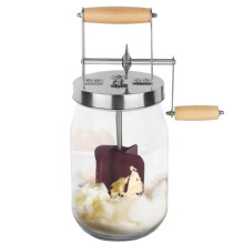 Buttermaschine mit Handkurbel, Manuelle Buttermaschine, Sahnemixer, Silikon-Lebensmittelrührwerkzeug, Einmachglas, Küchenzubehör, 1 L