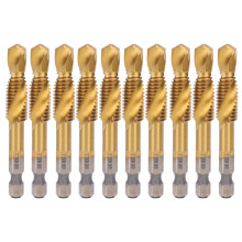 HSS titanium gecoate boor- en tapbitset met verzinkfunctie, snelwisselfunctie, zeskantschacht, 3-in-1 ontwerp, duurzame boor- en tapbitset met