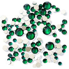 Kristall-Edelsteine, blasenfreie, flache Strasssteine, hohe Lichtbrechung, perfekt für langanhaltende Nagelkunst, geeignet für DIY-Projekte (Grün,